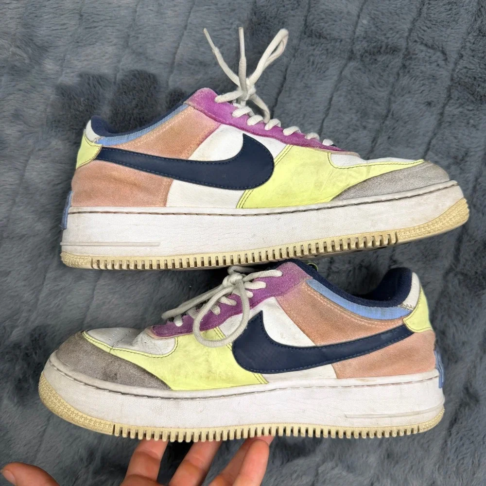 Nike Air Force 1 Shadow Women 11 Multi-Color Pastel Layered CU8591-001 Sneaker